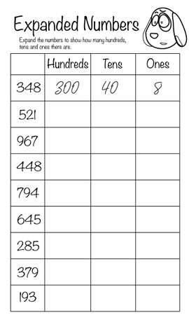 Puzzle game for children. Expand the numbers. Preschool printable worksheet activity for kids. Education game, iq test, brain trainingのイラスト素材