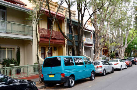A view of terrace houses in the Sydney suburb of Newtownのeditorial素材