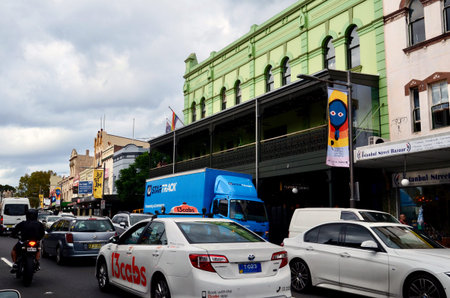 A view of traffic in the busy inner Sydney suburb of Newtownのeditorial素材