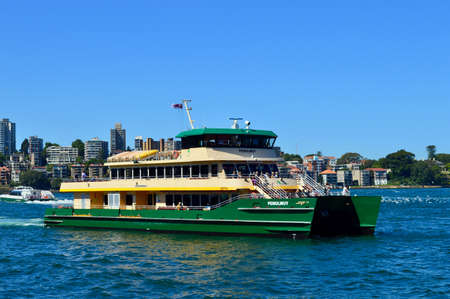 A ferry at work on Sydney Harbor, Australiaのeditorial素材