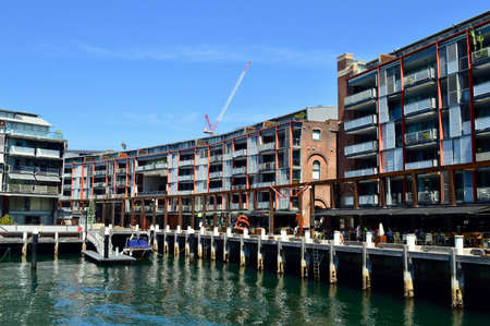 Apartments in the old warehouse precinct at Walsh Bay in Sydney, Ausrealiaのeditorial素材