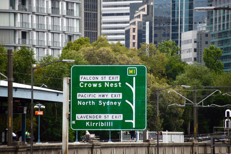 A road sign near Milsons Point railway station in Sydney, Australia