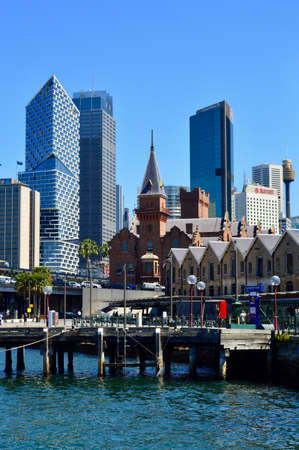 A view of the Sydney skyline from Circular Quay in Sydney, Australiaのeditorial素材