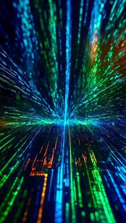 abstract colorful background with motion blur and zoom effect. long exposureの素材