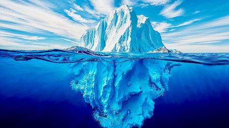 Iceberg in the ocean. 3d render of iceberg in the oceanの素材