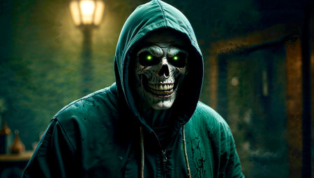 Scary zombie man in a dark room. Halloween. Horror.の素材