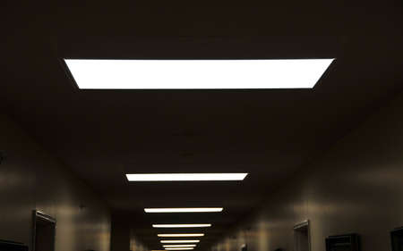 skylights in a dark hallwayの写真素材