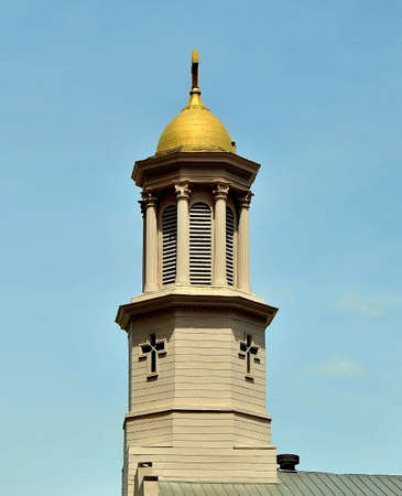 gold church steepleの写真素材
