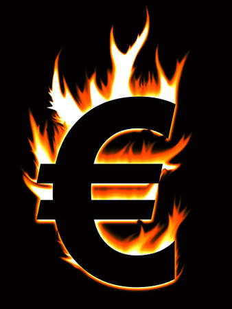 Euro symbol going up in flamesの写真素材