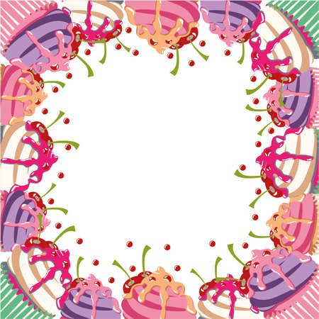 fun cupcake frame for birthday card or signのイラスト素材