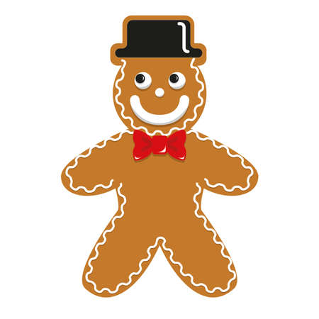 Vector of Christmas gingerbread man wearing bowtie a hatndのイラスト素材