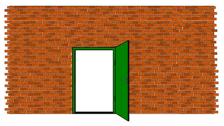 Brick wall with door openのイラスト素材