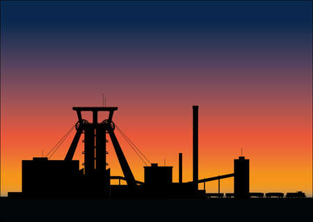 Minning complex with coal trainのイラスト素材