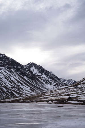 Beautiful winter landscape in the mountains of Kyrgyzstan.の写真素材