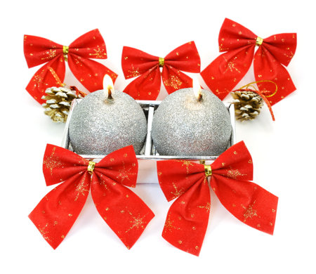 christmas composition isolated on white backgroundの写真素材