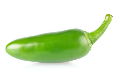 Fresh jalapeno pepper, isolated on white background.の写真素材