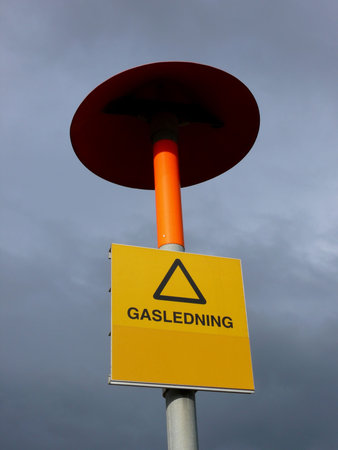 portrait of liquid gas warning sign