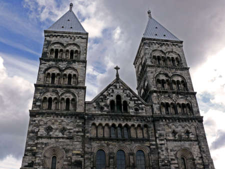 portrait of Cathedral of Lund, Sweden built 1085の写真素材