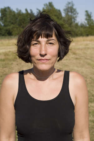 portrait of a beautiful woman enjoy natureの写真素材