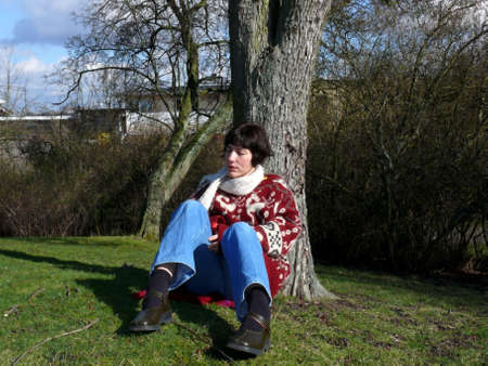 portrait of a beautiful woman enjoy natureの写真素材