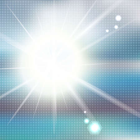 Sky with summer sun burst with halftone effect. illustration.のイラスト素材