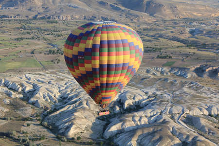 Hot air balloon flying over Cappadocia Turkey 5の写真素材