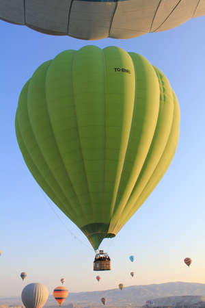 Hot air balloon flying over Cappadocia Turkey 1の写真素材