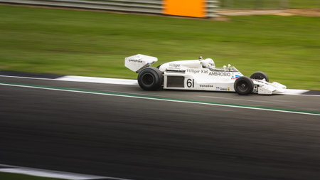 Silverstone, United Kingdom- July 29, A 1977 Shadow F1 car racing on the 2017 Silverstone Classic Eventのeditorial素材