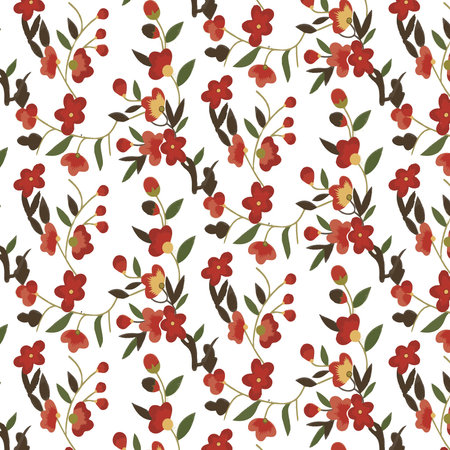 Oriental floral patternのイラスト素材