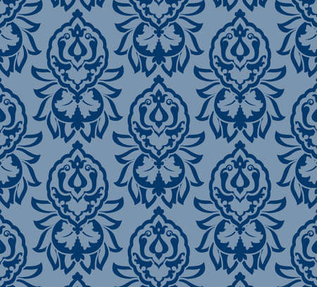 Floral Blue Damask Patternのイラスト素材