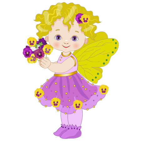 Flower fairy pansy on white backgroundのイラスト素材
