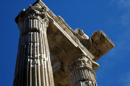 Roman temple at Roman Forumの写真素材