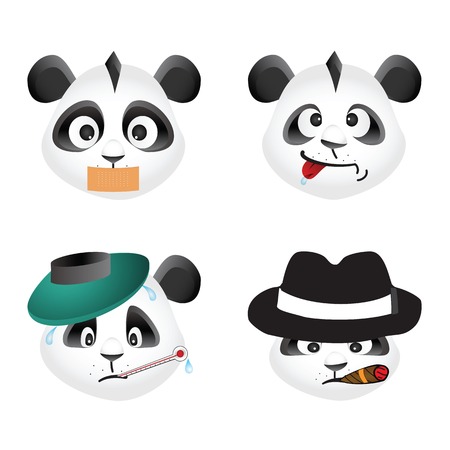 Panda bear emotion icons, vector designのイラスト素材