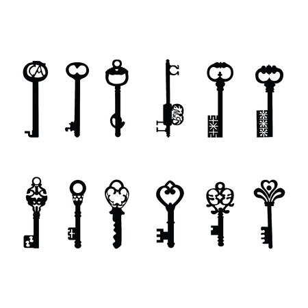 Vector keys silhouette / Antique Keysのイラスト素材