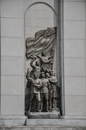 Communist style war memorial from the anti japanese war in Pyongyang city