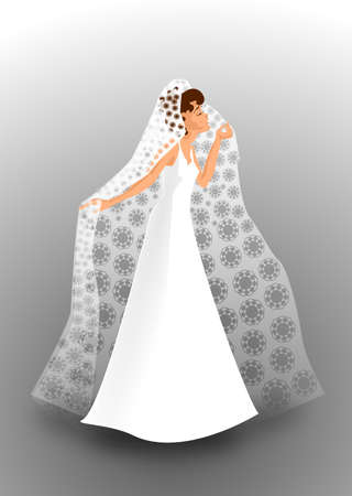bride with veilのイラスト素材