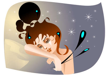 Illustration of a sleeping woman. のイラスト素材