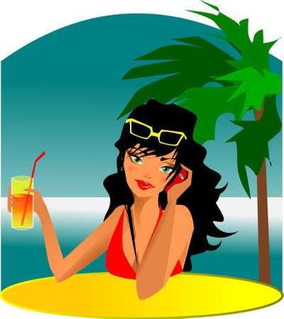  Holiday  figure woman of drinkのイラスト素材
