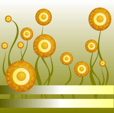  Flowers. Illustration of golden flowers.のイラスト素材