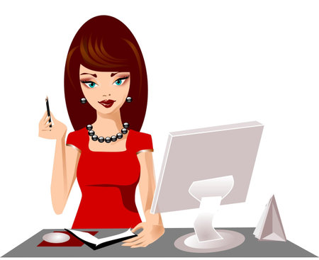 The secretary's. illustration of a secretary in the office.のイラスト素材