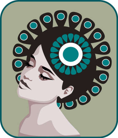 Feminine and delicate.   illustration of a portrait of a beautiful, gentle woman.のイラスト素材
