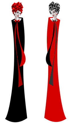 two laydyのイラスト素材