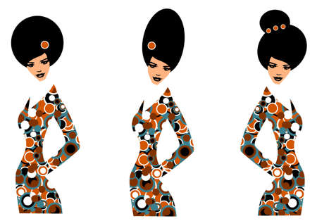 Illustration of three silhouettes of women のイラスト素材