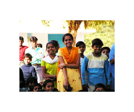 Ahmedabad, Gujarat India - January 3, 2006. small group of Indian children in the village school...