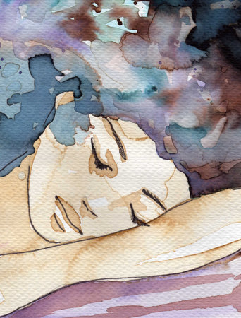 depicting a portrait of a beautiful young womanの写真素材