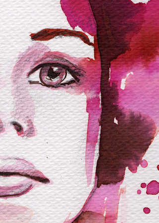 original watercolor illustration of a young and beautiful womanの写真素材