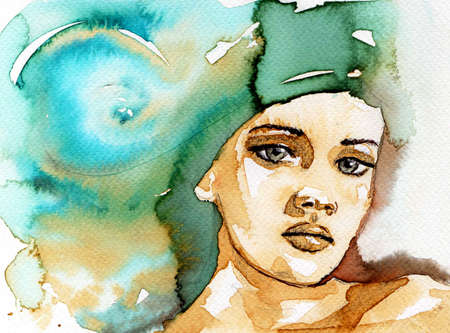 illustration depicting a figure of a young and beautiful womanの写真素材