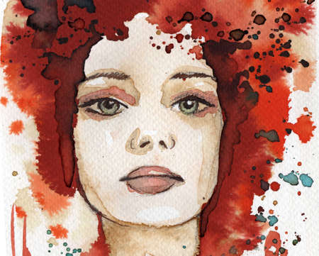 illustration depicting a figure of a young and beautiful womanの写真素材