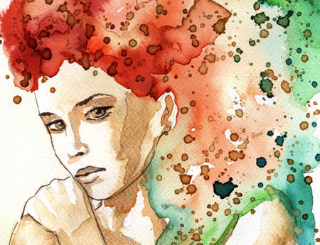 illustration depicting a figure of a young and beautiful womanの写真素材