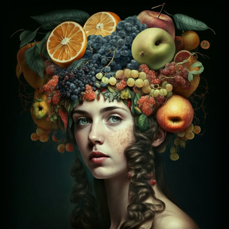 Fantasy portrait of a woman with an abstract hairstyle. AI generative imageの素材